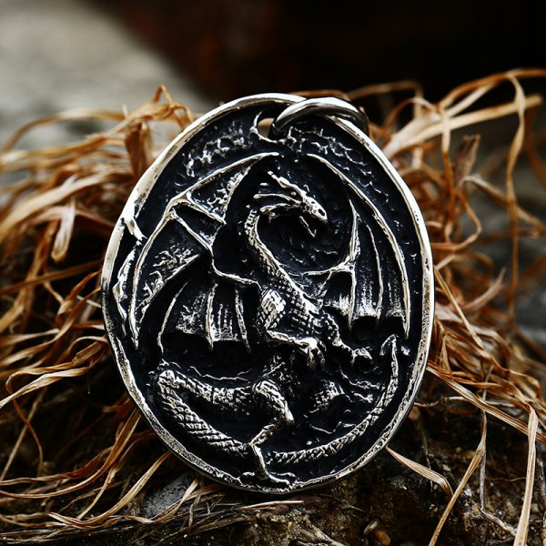 Beier New Retro Stainless Steel Flying Dragon Pendant Western Dragon Titanium Steel Necklace Accessory