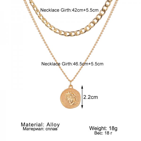 Fashion Retro Multilayer Coin Necklace Jewelry