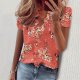 European And American Summer Ruffles Short Sleeve Slim Flower Print