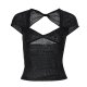 V-neck Back Irregular Slim Short Sleeve T-shirt For Women